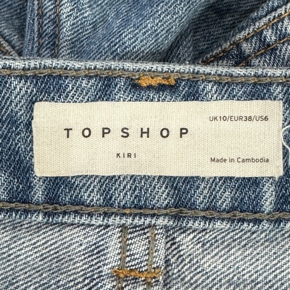 Topshop Kiri High Waist Denim Cutoffs Raw Hem Y2K Edgy Boho Festival 90s Size 6 - Picture 3 of 5